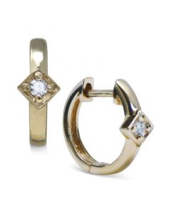 Diamond Accent Square Huggie Hoop Earrings in 14k Gold, 0.47"