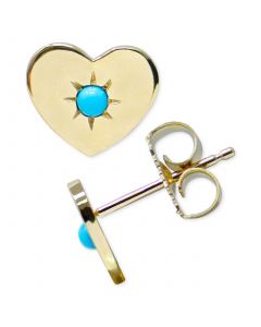 Turquoise Heart Stud Earrings in 14k Gold