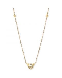 White Topaz Solitaire Pendant Necklace in 14k Gold, 16" + 2" extender