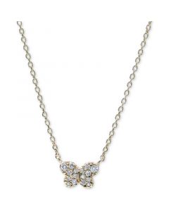 Diamond Butterfly Pendant Necklace (1/20 ct. t.w.) in 14k Gold, 14" + 2" extender