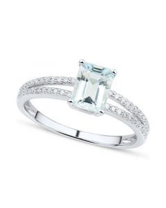 Aquamarine (7/8 ct. t.w.) & Diamond (1/6 ct. t.w.) Ring in 14k White Gold