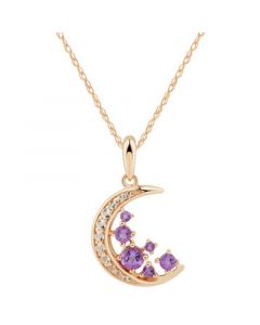 Amethyst (1/3 ct. t.w.) & White Topaz (1/5 ct. t.w.) Crescent Moon 18" Pendant Necklace in 14k Rose Gold