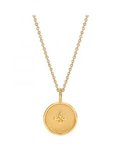 Flower Disc 18" Pendant Necklace in 14k Gold-Plated Sterling Silver