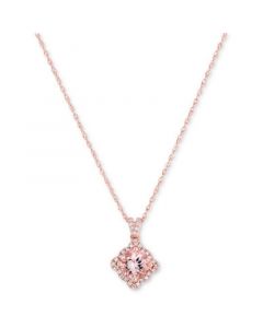 Morganite (1 ct. t.w.) & Diamond (1/6 ct. t.w.) Pendant Necklace in 14k Rose Gold, 16" + 2" extender