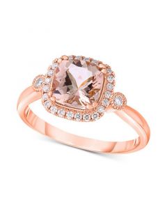 Morganite (1-1/4 ct. t.w.) & Diamond (1/5 ct. t.w.) Halo Ring in 14k Rose Gold