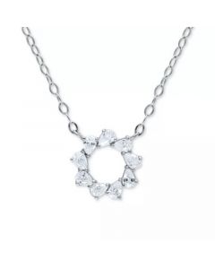 Cubic Zirconia Pear Circle Pendant Necklace, 16" + 2" extender, Created for Macy's