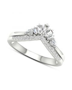 Diamond Multi-Cut Chevron Ring (1/3 ct. t.w.) in 14k White Gold