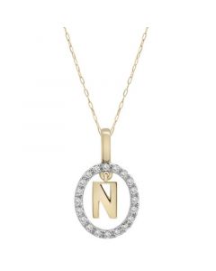 Diamond Initial "N" 18" Pendant Necklace (1/10 ct. t.w.) in 14k Gold, Created for Macy's