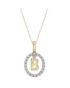 Diamond Initial "B" 18" Pendant Necklace (1/10 ct. t.w.) in 14k Gold, Created for Macy's