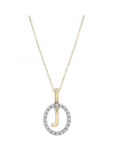 Diamond Initial "J" 18" Pendant Necklace (1/10 ct. t.w.) in 14k Gold, Created for Macy's