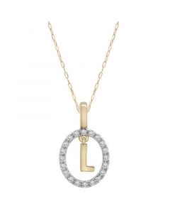 Diamond Initial "L" 18" Pendant Necklace (1/10 ct. t.w.) in 14k Gold, Created for Macy's