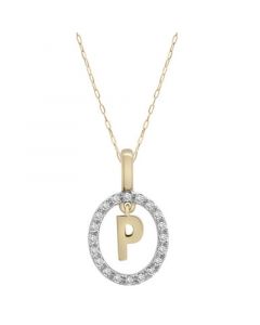 Diamond Initial "P" 18" Pendant Necklace (1/10 ct. t.w.) in 14k Gold, Created for Macy's