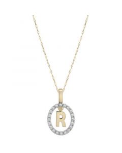 Diamond Initial "R" 18" Pendant Necklace (1/10 ct. t.w.) in 14k Gold, Created for Macy's