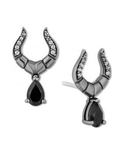 Onyx & Diamond (1/10 ct. t.w.)  Maleficent Stud Earrings in Black Rhodium-Plated Sterling Silver