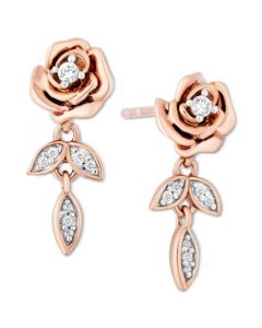 Diamond Belle Flower Drop Earrings (1/10 ct. t.w.) in 14k Rose Gold