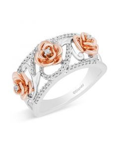 Diamond Belle Flower Band (1/5 ct. t.w.) in Sterling Silver & 14k Rose Gold