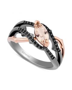 Morganite (5/8 ct. t.w.) & Black Diamond (1/5 ct. t.w.) Maleficent Ring in Black Rhodium-Plated Sterling Silver & 14k Rose Gold