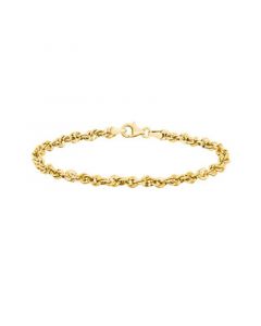 Diamond Cut Rope, 7-1/2" Chain Bracelet (3-3/4mm) in 14k Gold, Made in Italy