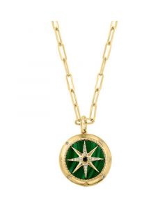 EFFY® Malachite & Diamond (1/10 ct. t.w.) Star 18" Pendant Necklace