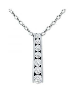 Cubic Zirconia Graduated Journey Pendant Necklace, 16" + 2" extender, Created for Macy's