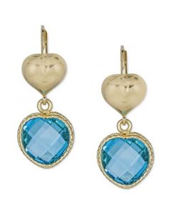 Swiss Blue Topaz Heart Drop Earrings (9 ct. t.w.) in 14k Gold-Plated Sterling Silver