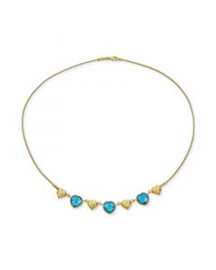 Swiss Blue Topaz Heart Chain 18" Collar Necklace (13-1/2 ct. t.w.) in 14k Gold-Plated Sterling Silver