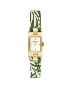 Women's Brookville in Gold-Tone Plated  with Green White Leather Strap Watch 12mm