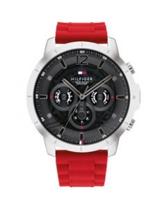 Men's Red Silicone Strap Watch 50mm