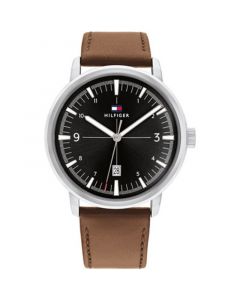 Men's Brown Leather Strap Watch 44mm