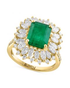 EFFY® Emerald (2-7/8 ct. t.w.) & Diamond (1-5/8 ct. t.w.) Halo Ring in 14k Gold