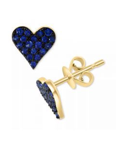 EFFY® Sapphire Pavé Heart Stud Earrings (1/3 ct. t.w.) in 14k Gold (Also available in Ruby)