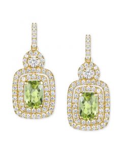 Peridot (1-1/4 ct. t.w.) & Lab-Created White Sapphire (5/8 ct. t.w.) Halo Stud Earrings in 14k Gold-Plated Sterling Silver