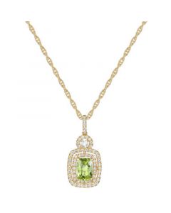 Peridot (7/8 ct. t.w.) & Lab-Created White Sapphire (1/3 ct. t.w.) Halo 18" Pendant Necklace in 14k Gold-Plated Sterling Silver