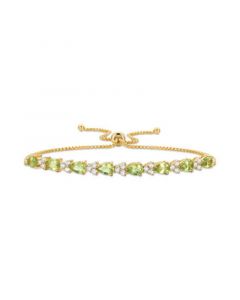 Peridot (3-1/3 ct. t.w.) & Lab-Created White Sapphire (7/8 ct. t.w.) Bolo Bracelet in 14k Gold-Plated Sterling Silver