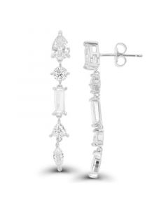 Multi Shape Dangling Earrings in Sterling Silver