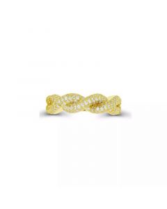 Cubic Zirconia Fashion in Sterling Silver and 14K Gold Over Sterling Silver Twisted Ring