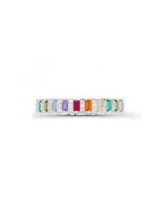 Created Spinel, Created Corundum, Nano and Cubic Zirconia in Sterling Silver Eternity Ring