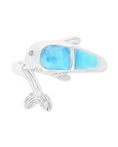 Larimar & Lab-Created White Sapphire (1/20 ct. t.w.) Ring in Sterling Silver