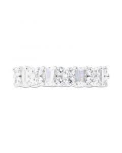 Cubic Zirconia Round & Baguette Eternity Band in Sterling Silver