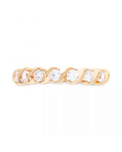 Cubic Zirconia Seven Stone S-Curve Ring in 14k Gold-Plated Sterling Silver