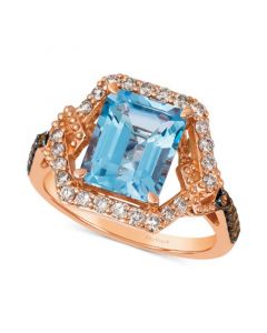 Blue Topaz (3-1/2 ct. t.w.) & Diamond (5/8 ct. t.w.) Statement Ring in 14k Rose Gold