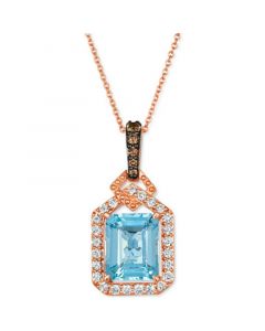 Blue Topaz (3-1/2 ct. t.w.) & Diamond (1/2 ct. t.w.) Adjustable 20" Pendant Necklace in 14k Rose Gold