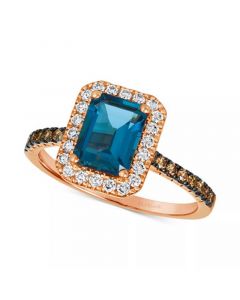 Deep Sea Blue Topaz (1-5/8 ct. t.w.) & Diamond (3/8 ct. t.w.) Halo Ring in 14k Rose Gold (Also in Amethyst & Citrine)