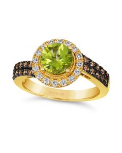 Green Apple Peridot (1-1/5 ct. t.w.) & Diamond (1/2 ct. t.w.) Ring in 14k Gold