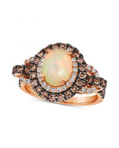 Neopolitan Opal (7/8 ct. t.w.) & Diamond ( 1 ct. t.w.) Halo Ring in 14k Rose Gold