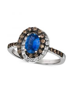 Cornflower Ceylon Sapphire (5/8 ct. t.w.) & Diamond (3/8 ct. t.w.) Swirl Statement Ring in 14k White Gold