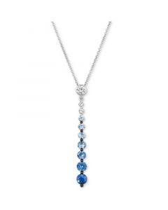 Denim Ombré (7/8 ct. t.w.) & White Sapphire (1/6 ct. t.w.) Graduated Adjustable 20" Lariat Necklace in 14k White Gold