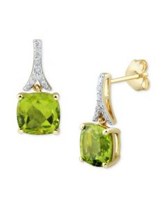 Peridot (3-1/5 ct. t.w.) & Diamond (1/10 ct. t.w.) Drop Earrings in 14k Gold