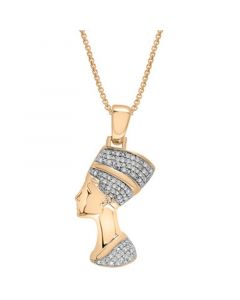 Men's Diamond Nefertiti 22" Pendant Necklace (1/4 ct. t.w.) in 14k Gold-Plated Sterling Silver