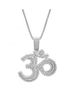 Men's Diamond Om 22" Pendant Necklace (1/2 ct. t.w.) in Sterling Silver